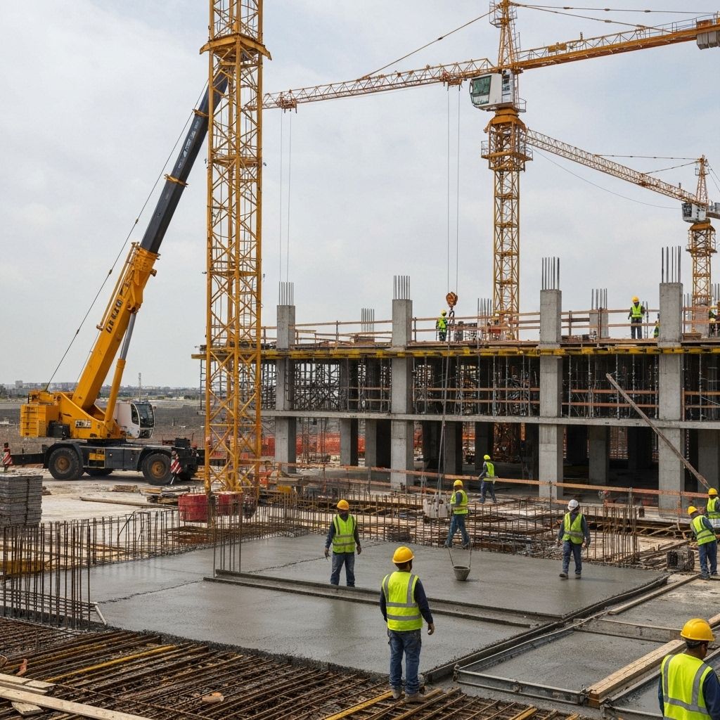 Construction site with safety protocols